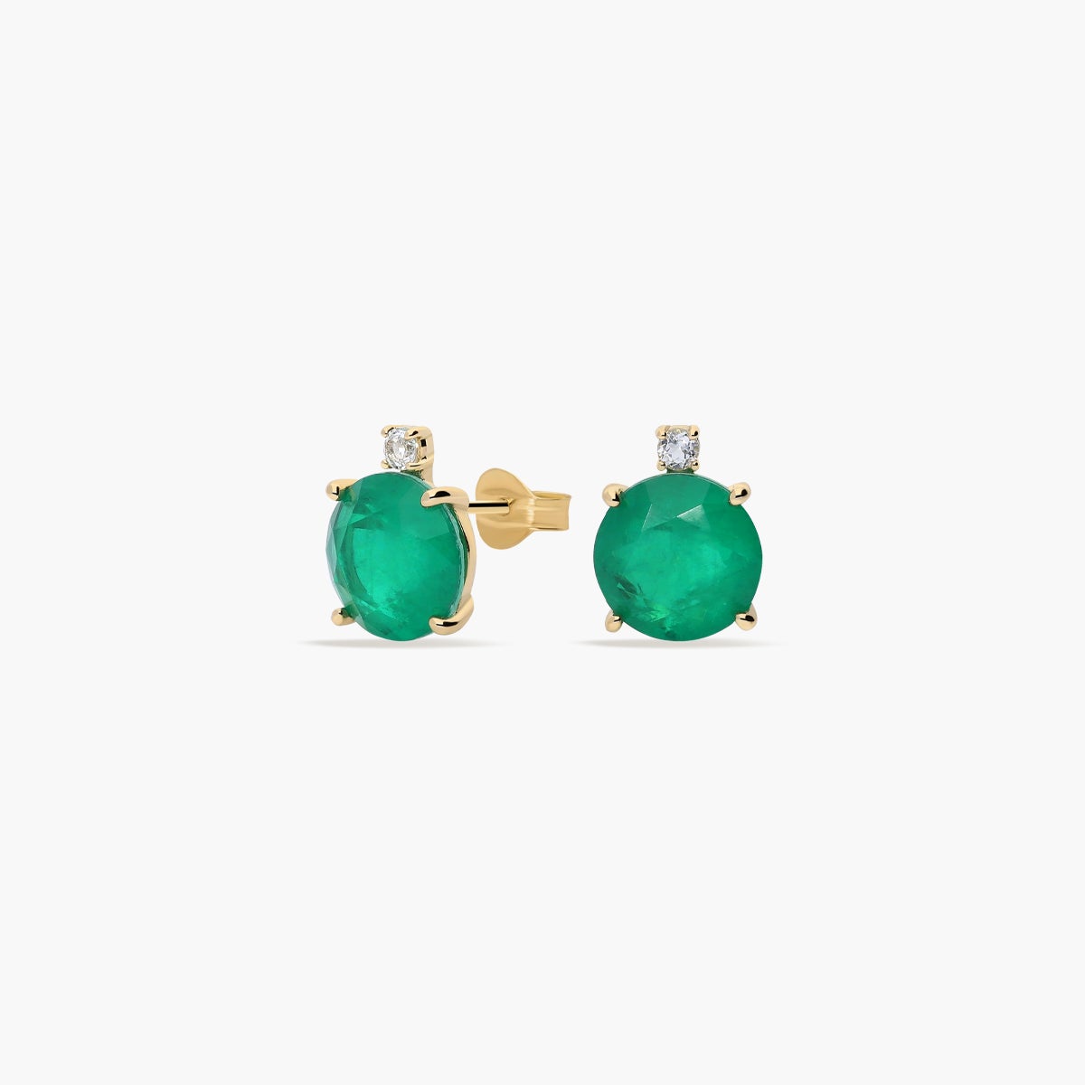 Pendientes de oro 18K cuarzo verde y topacio blanco 10 mm