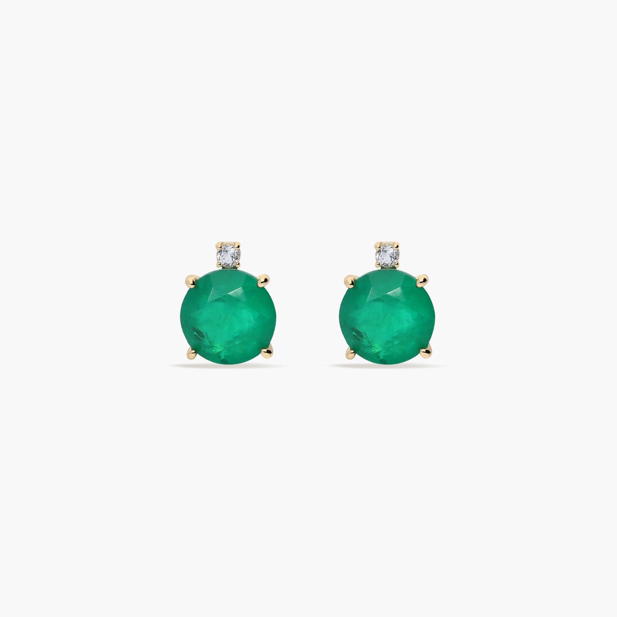 Pendientes de oro 18K cuarzo verde y topacio blanco 10 mm
