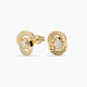 Pendientes doble círculo de oro 18K circonita 10 mm