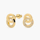 Pendientes doble círculo de oro 18K circonitas 11 mm