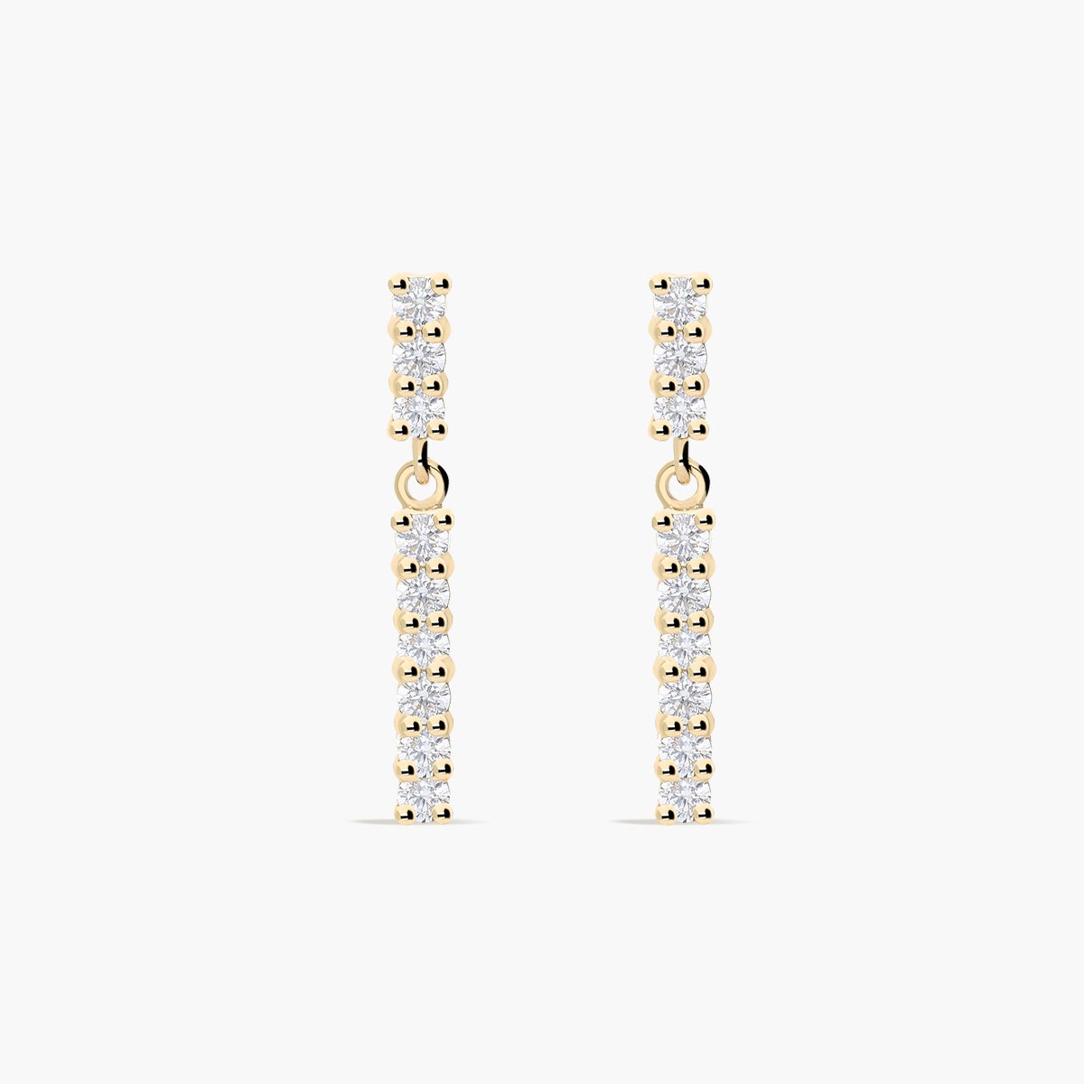 Pendientes largos de oro 18K circonitas 22 mm