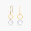 Pendientes largos de oro 18K circonita talla redonda 27 mm