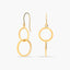 Pendientes largos doble círculo de oro 18K 31 mm