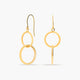 Pendientes largos doble círculo de oro 18K 31 mm