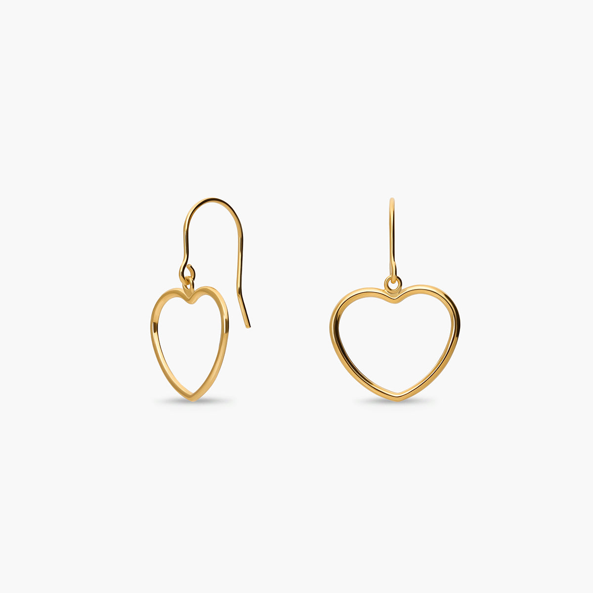 Pendientes largos corazón de oro 18K 24 mm