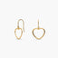 Pendientes largos corazón de oro 18K 24 mm