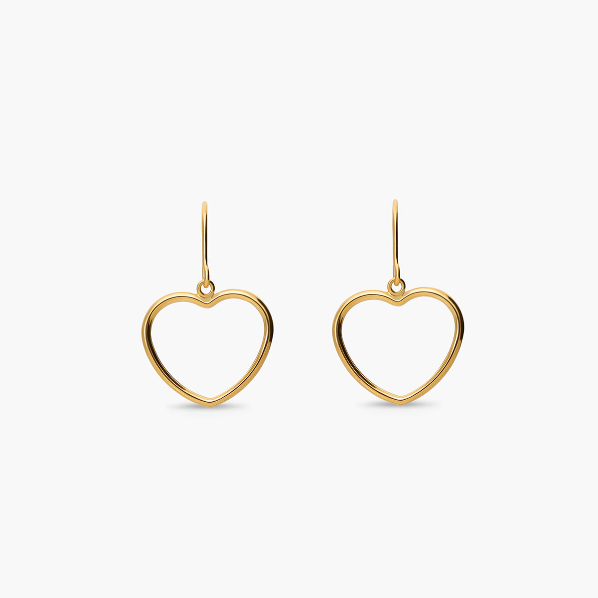 Pendientes largos corazón de oro 18K 24 mm