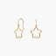 Pendientes largos estrella de oro 18K 24 mm