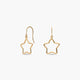 Pendientes largos estrella de oro 18K 24 mm
