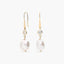 Pendientes largos de oro 18K con perlas y circonita 35 mm