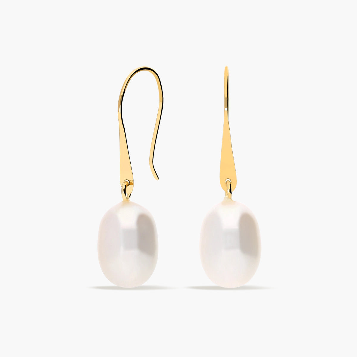 Pendientes largos de oro 18K con perlas 25 mm