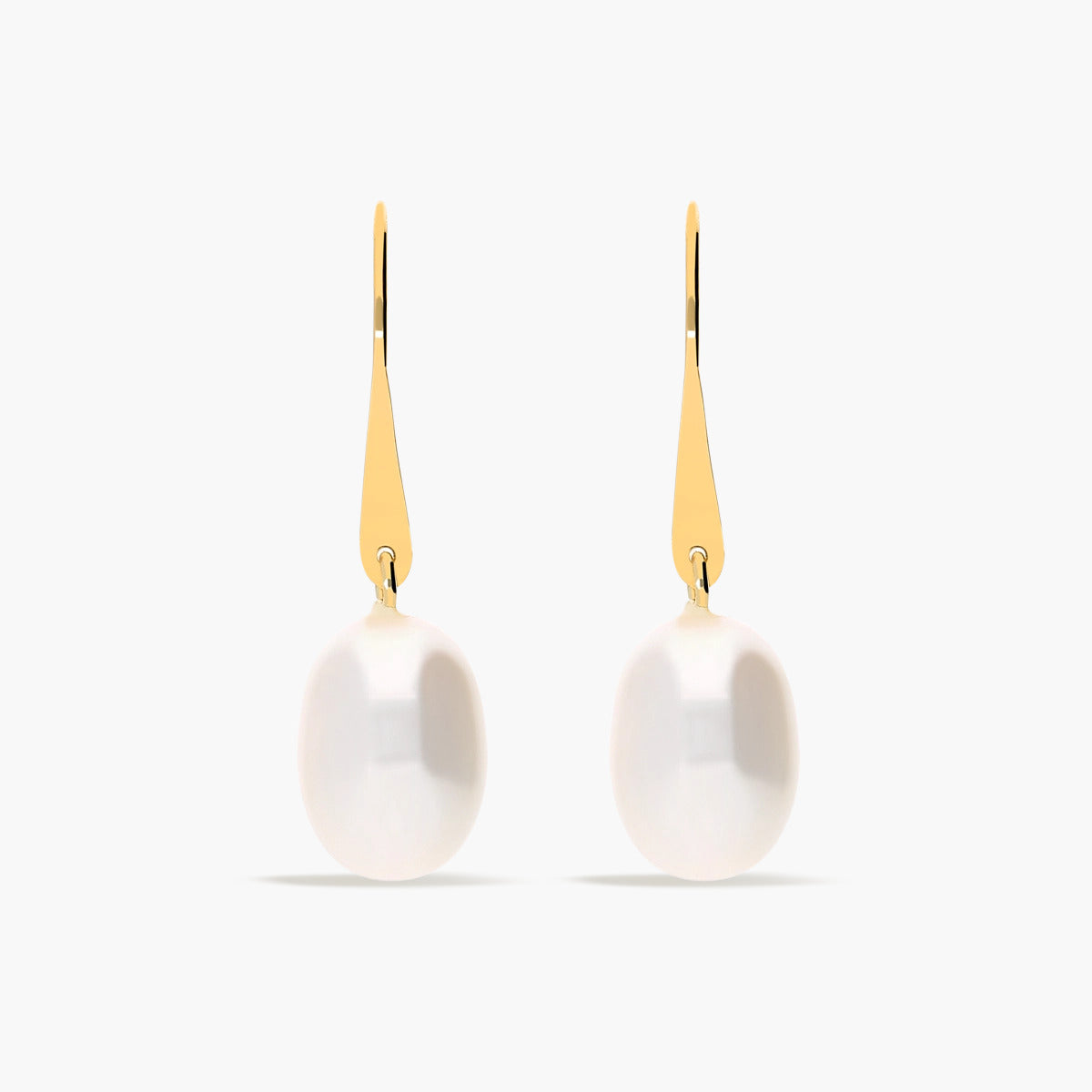 Pendientes largos de oro 18K con perlas 25 mm
