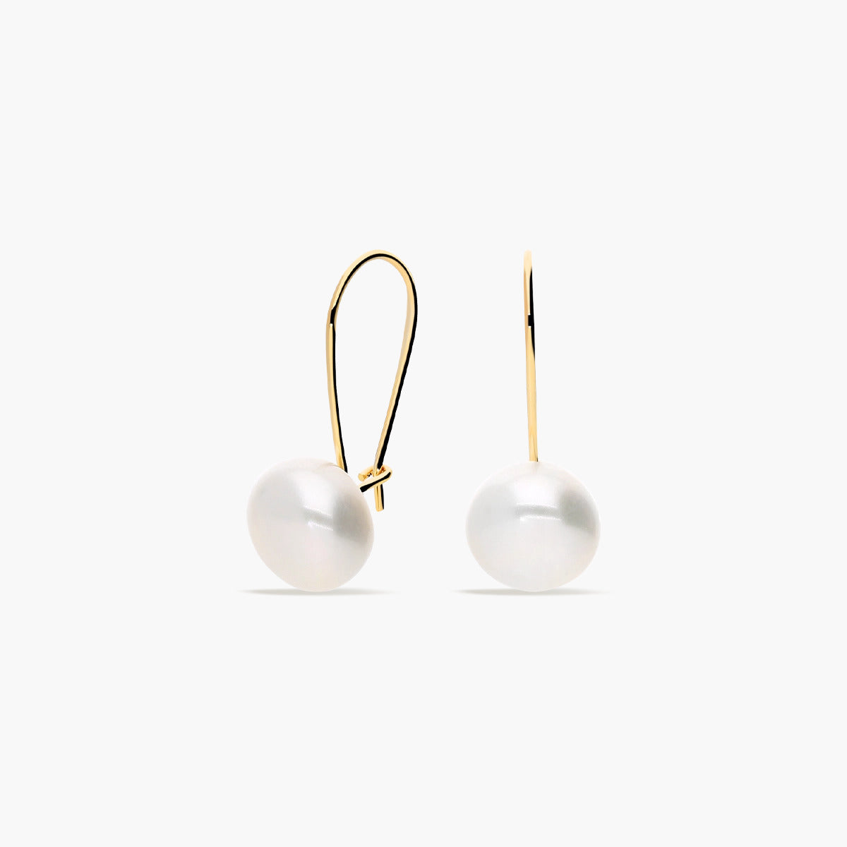 Pendientes largos de oro 18K con perlas 18 mm