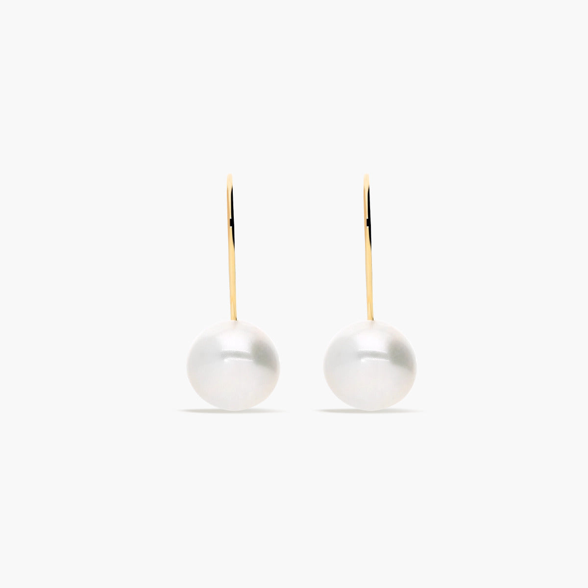Pendientes largos de oro 18K con perlas 18 mm