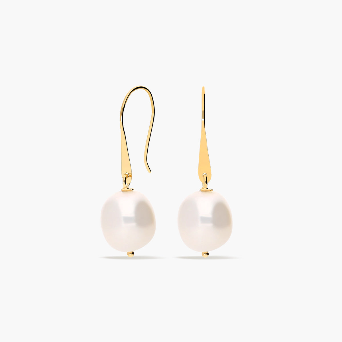 Pendientes largos de oro 18K con perlas 27 mm