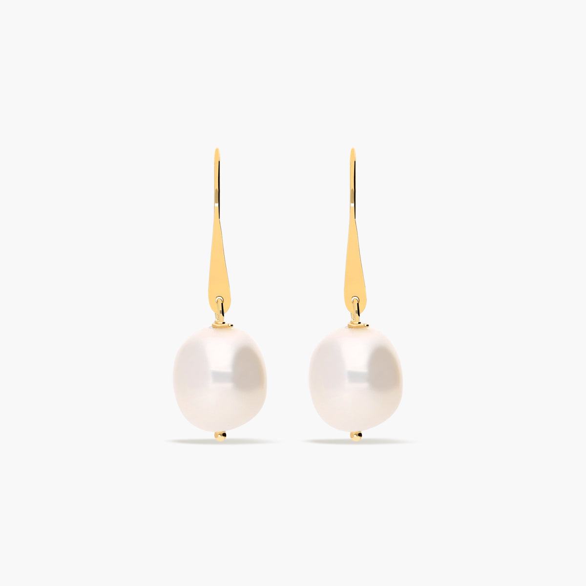 Pendientes largos de oro 18K con perlas 27 mm