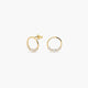Pendientes doble círculo de oro 18K circonitas 12 mm