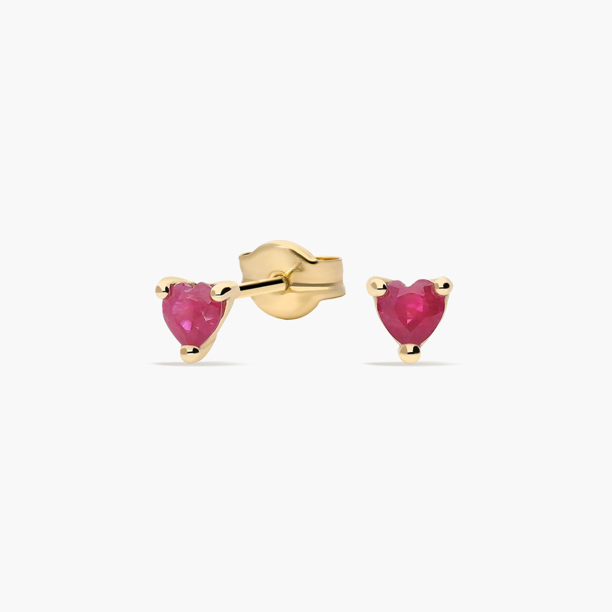 Pendientes corazón de oro 18K rubí 3 mm