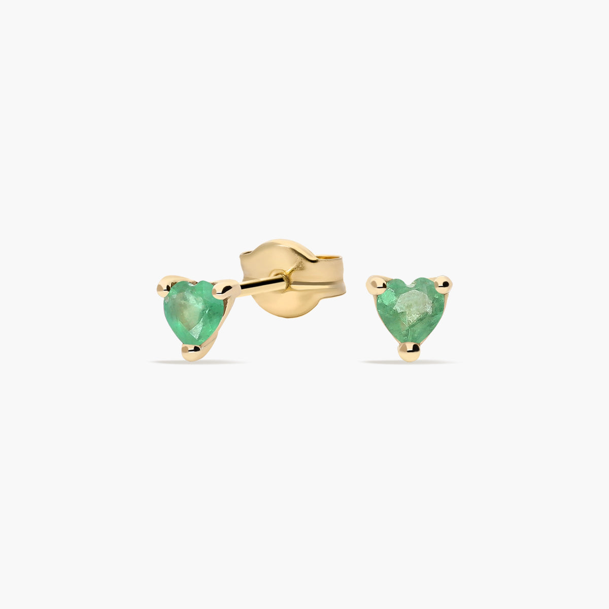 Pendientes corazón de oro 18K esmeralda 3 mm