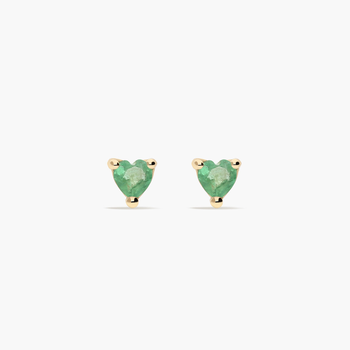 Pendientes corazón de oro 18K esmeralda 3 mm