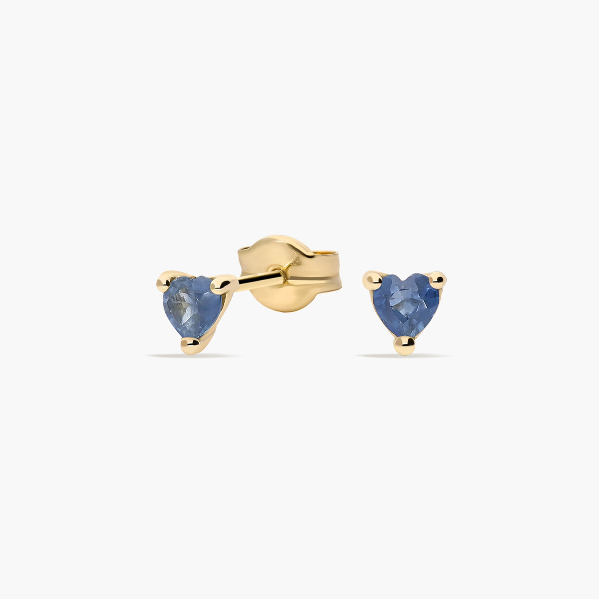 Pendientes corazón de oro 18K zafiro 3 mm