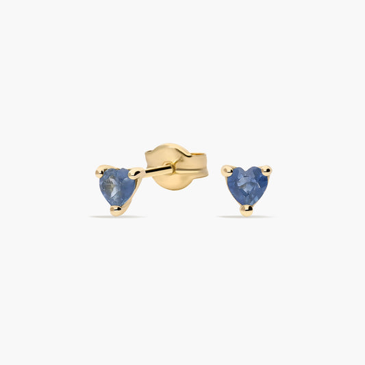 Pendientes corazón de oro 18K zafiro 3 mm