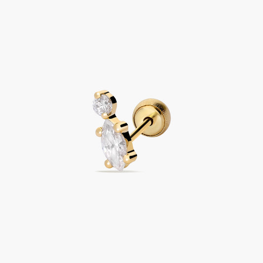 Piercing de oreja de oro 18K circonitas 7 mm