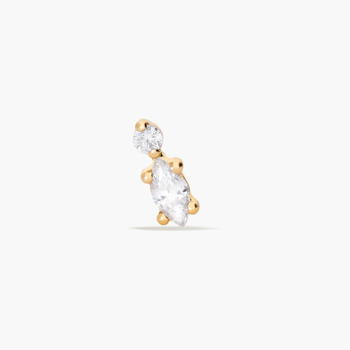 Piercing de oreja de oro 18K circonitas 7 mm