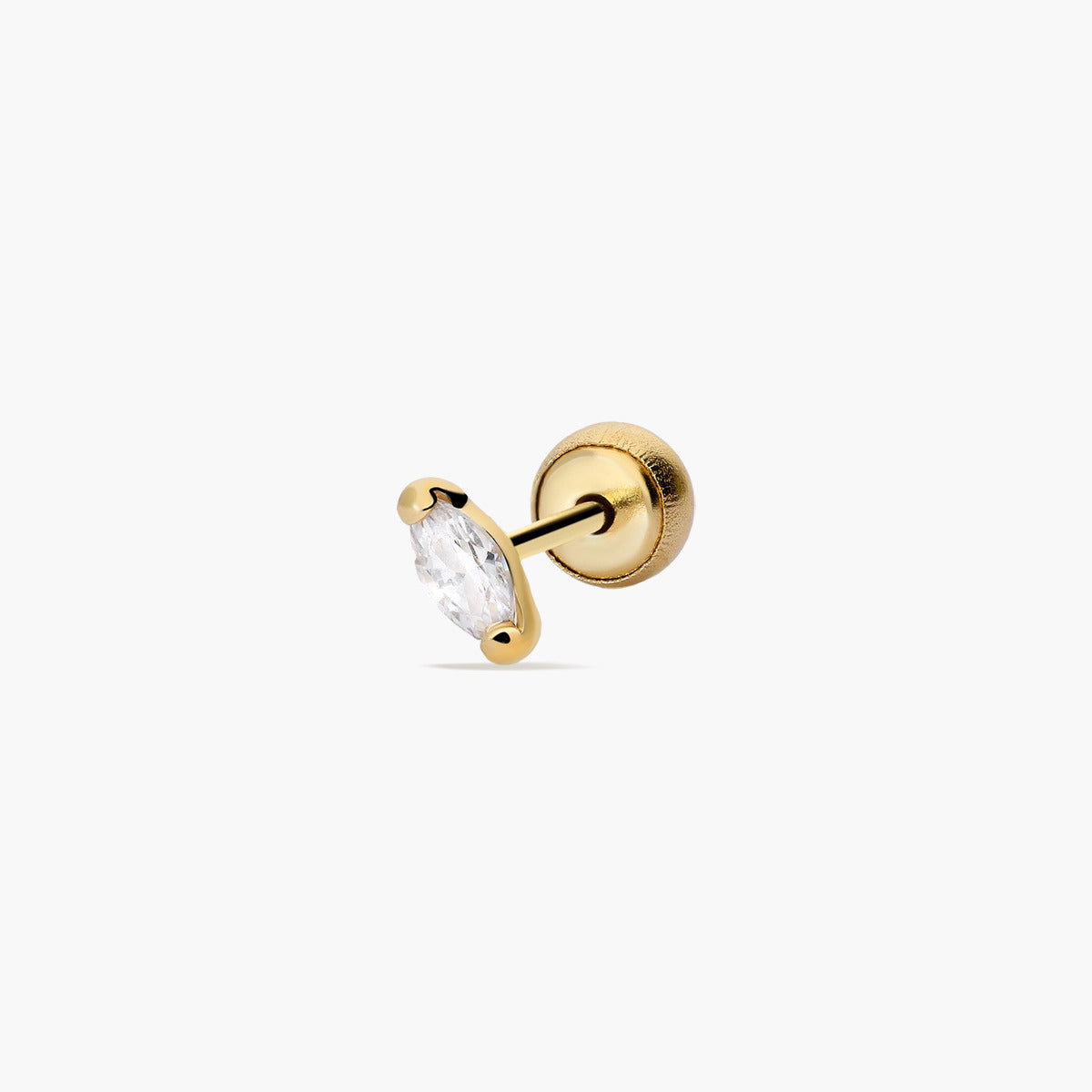 Piercing de oreja de oro 18K circonita 4 mm