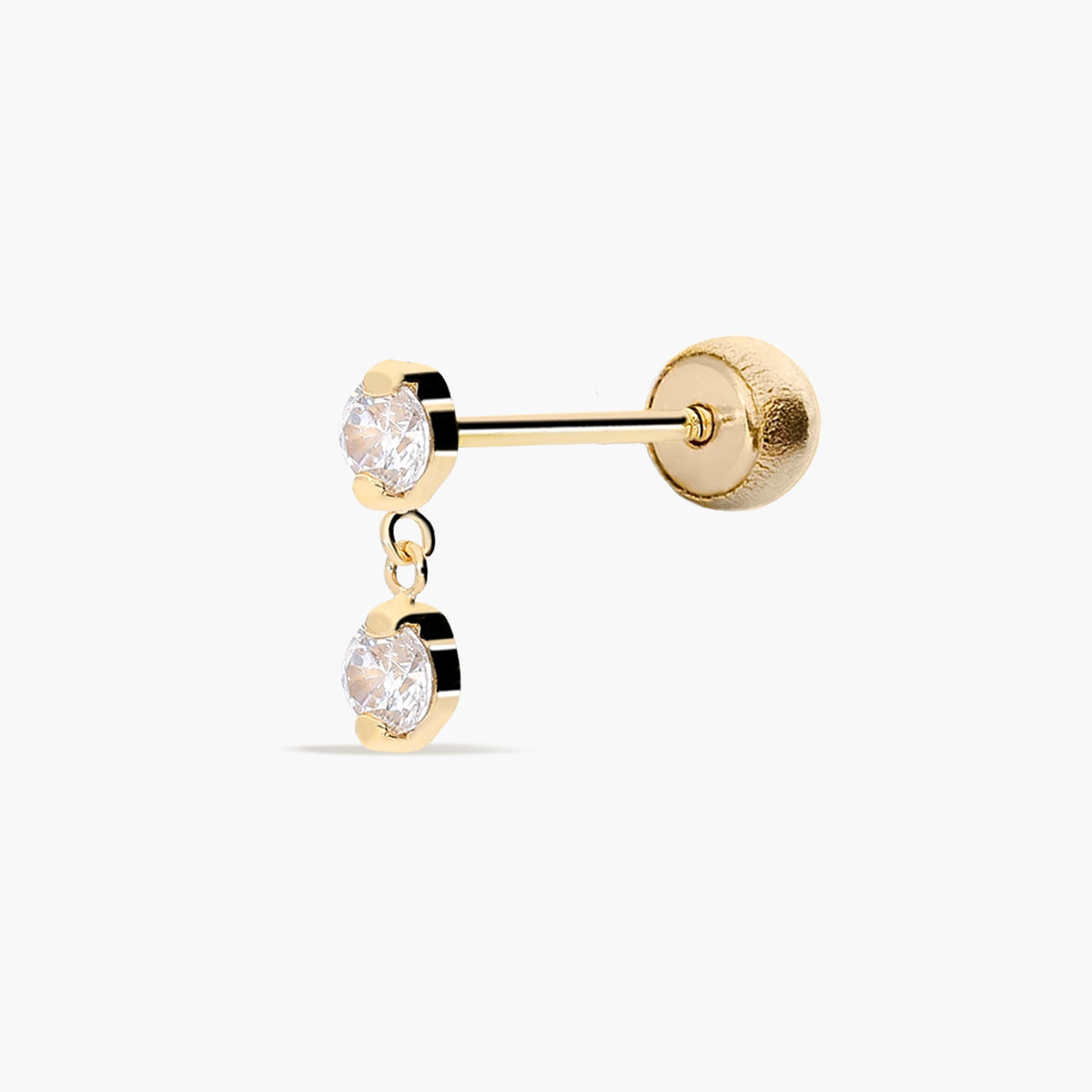 Piercing de oreja de oro 18K de colgar circonitas 9 mm