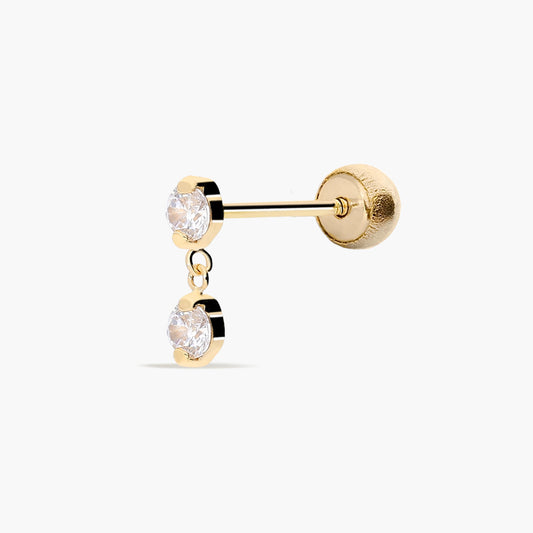Piercing de oreja de oro 18K de colgar circonitas 9 mm