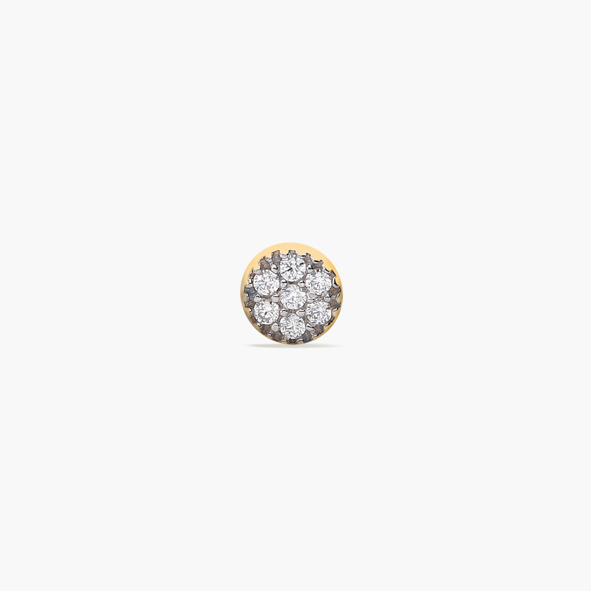 Piercing de oreja de oro 18K circonita redondo 4 mm