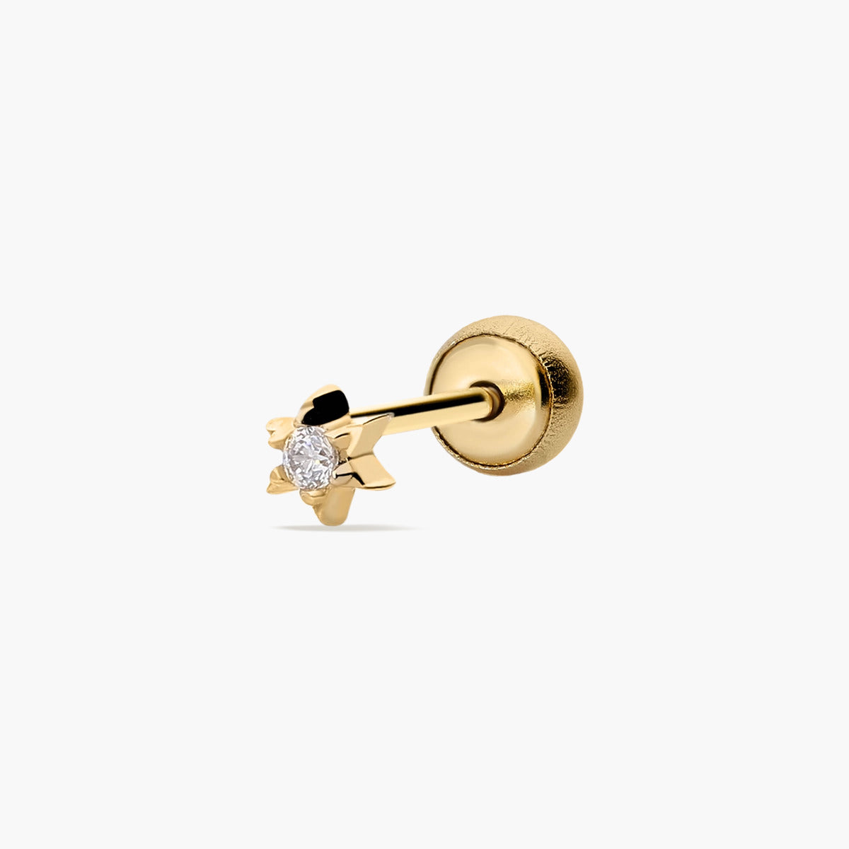 Piercing de oreja de oro 18K circonita estrella 3 mm