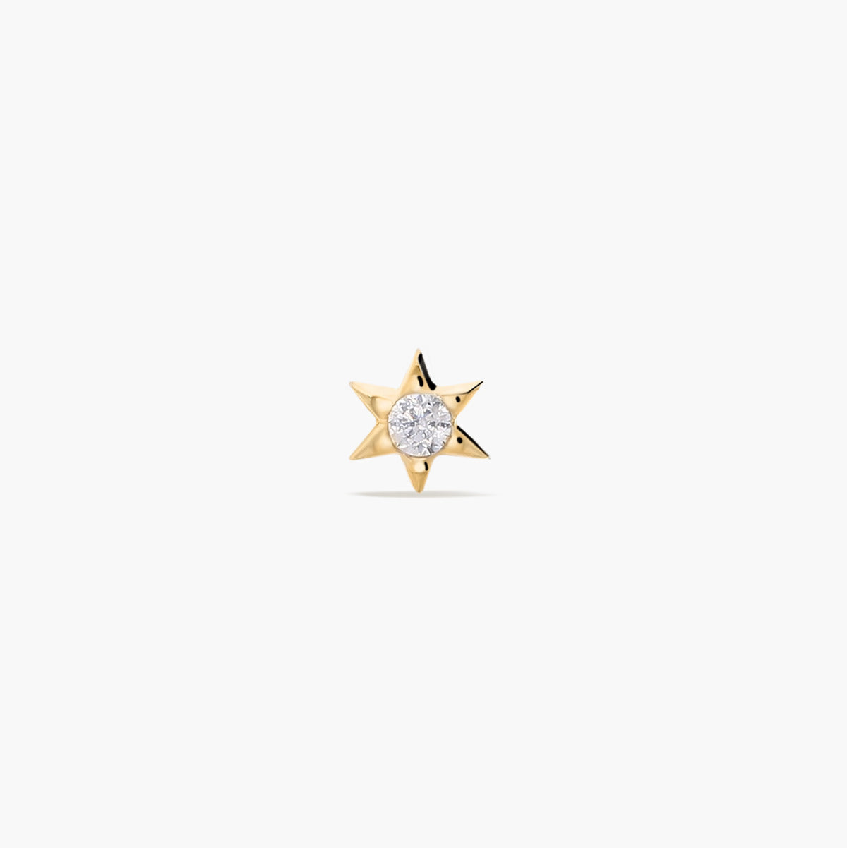 Piercing de oreja de oro 18K circonita estrella 3 mm
