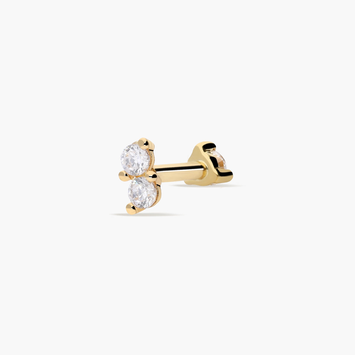 Piercing de oreja de oro 18K circonitas 4 mm