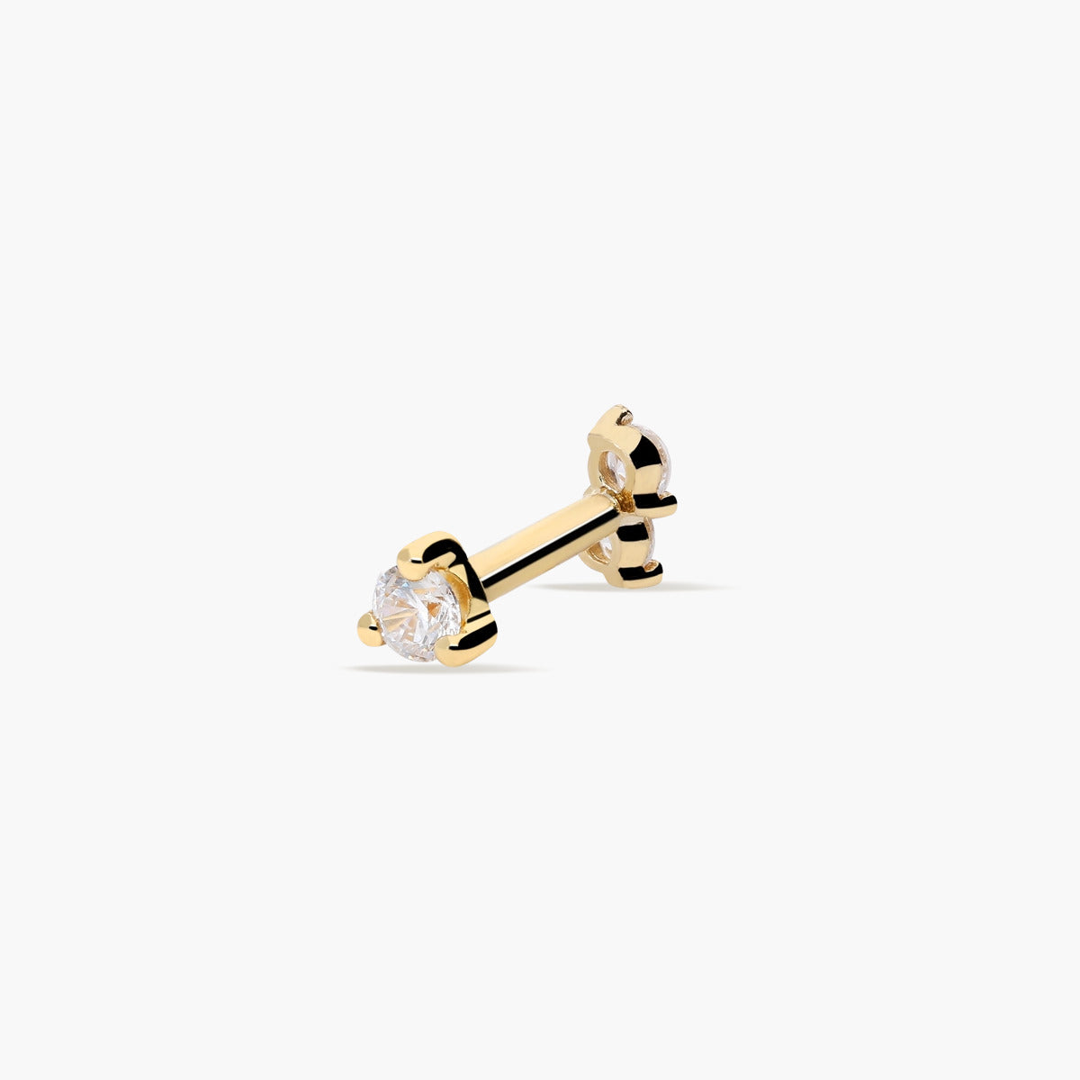 Piercing de oreja de oro 18K circonitas 4 mm
