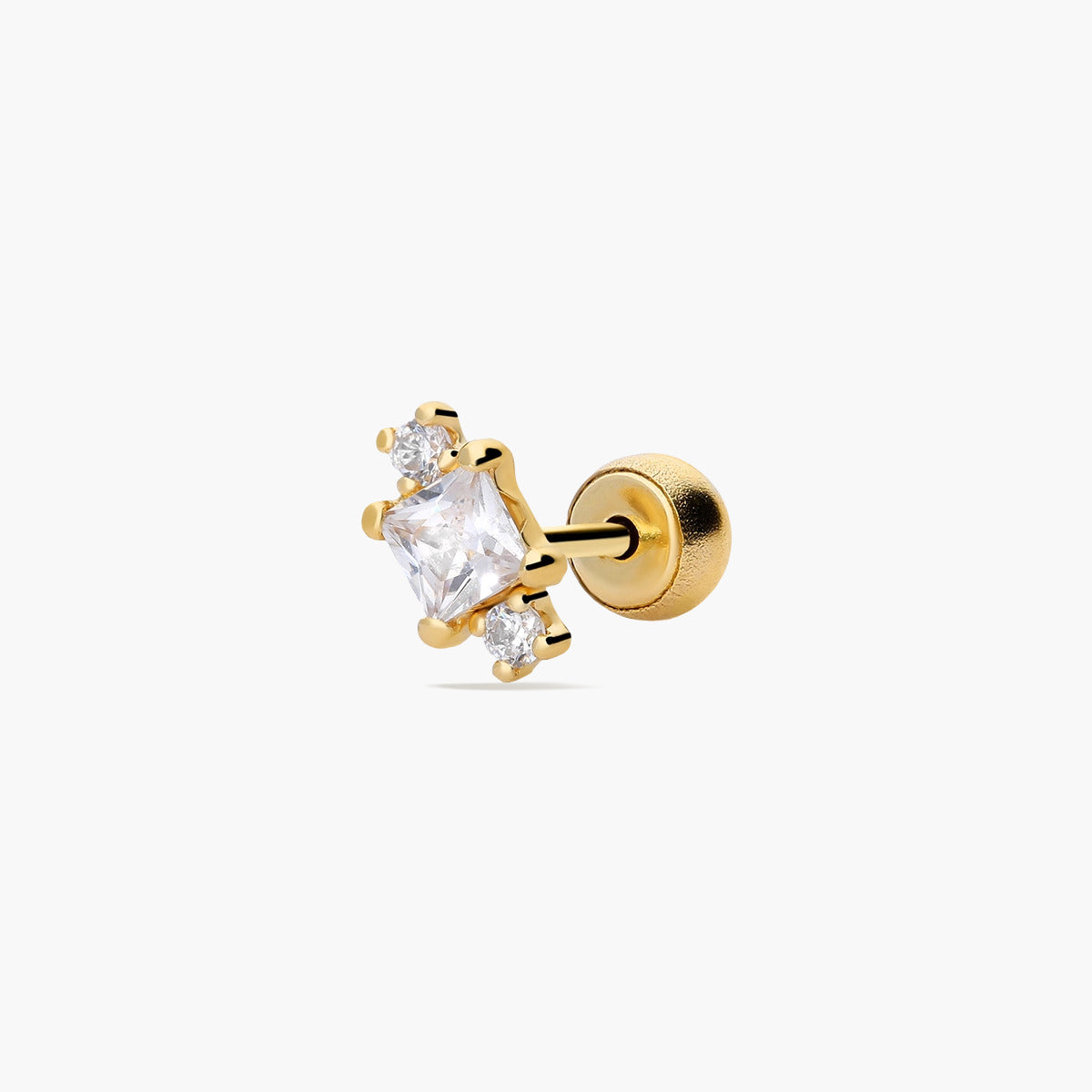 Piercing de oreja de oro 18K circonitas 7 mm