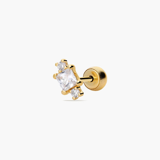 Piercing de oreja de oro 18K circonitas 7 mm