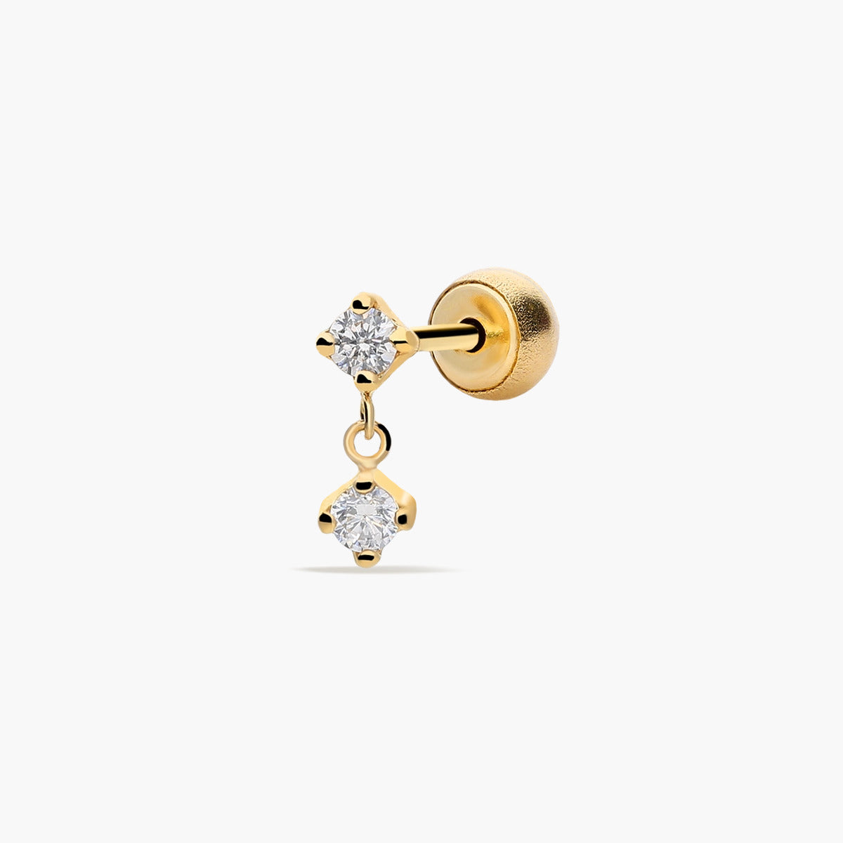 Piercing de oreja de oro 18K de colgar circonitas 7 mm