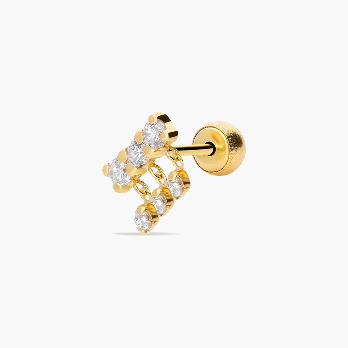 Piercing de oreja de oro 18K de colgar circonitas 6 mm