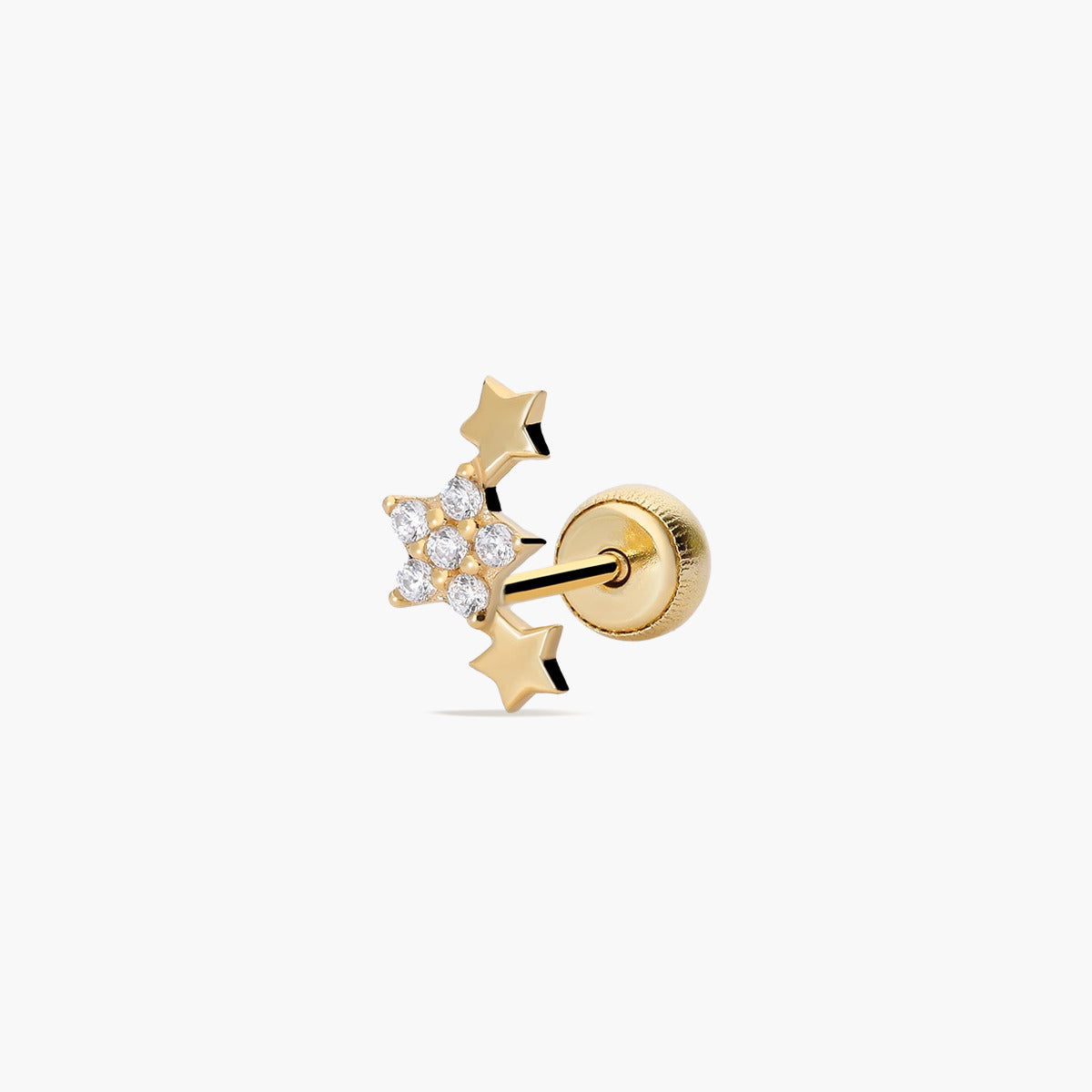 Piercing de oreja de oro 18K circonitas estrellas 7 mm
