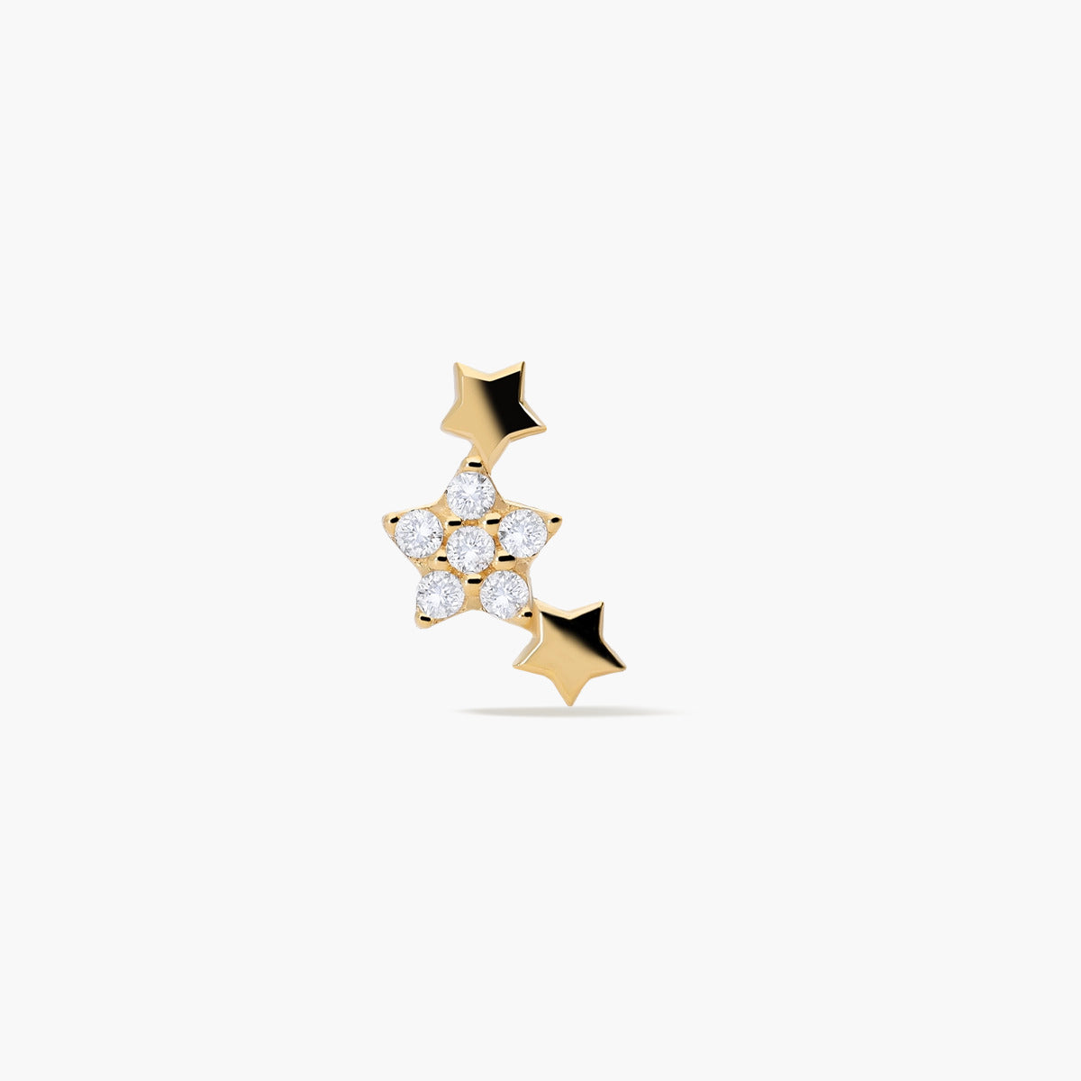 Piercing de oreja de oro 18K circonitas estrellas 7 mm