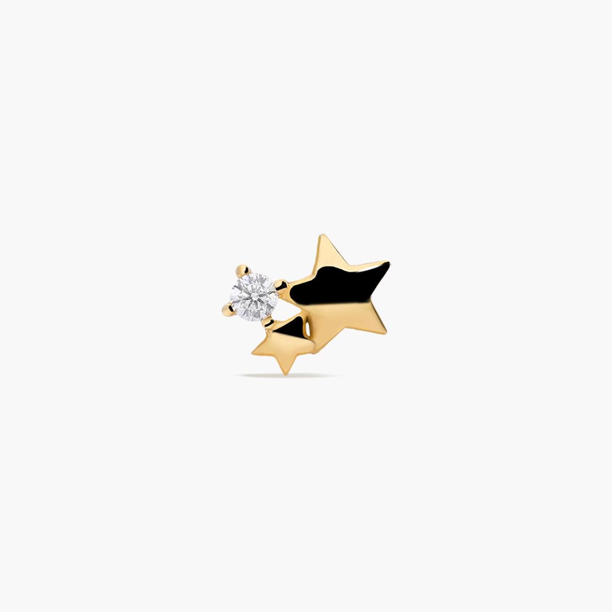 Piercing de oreja de oro 18K circonita estrellas 7 mm
