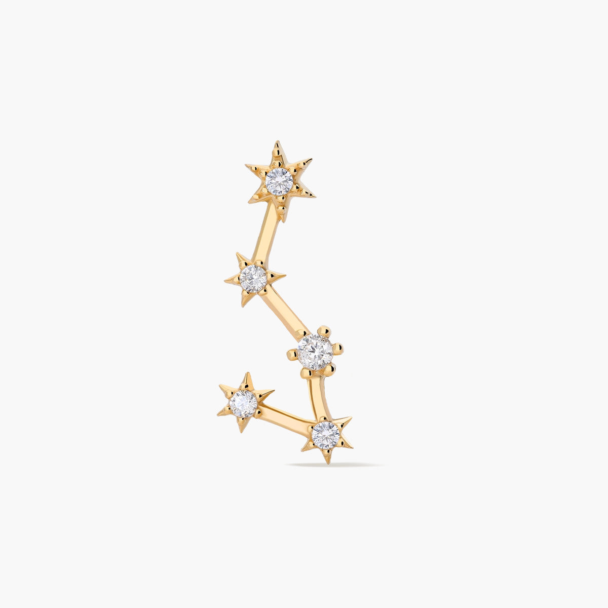 Piercing de oreja de oro 18K circonitas estrellas 18 mm