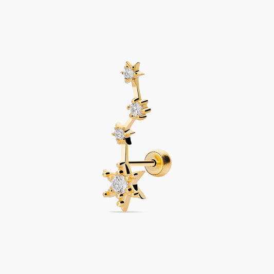 Piercing de oreja de oro 18K circonitas estrellas 20 mm