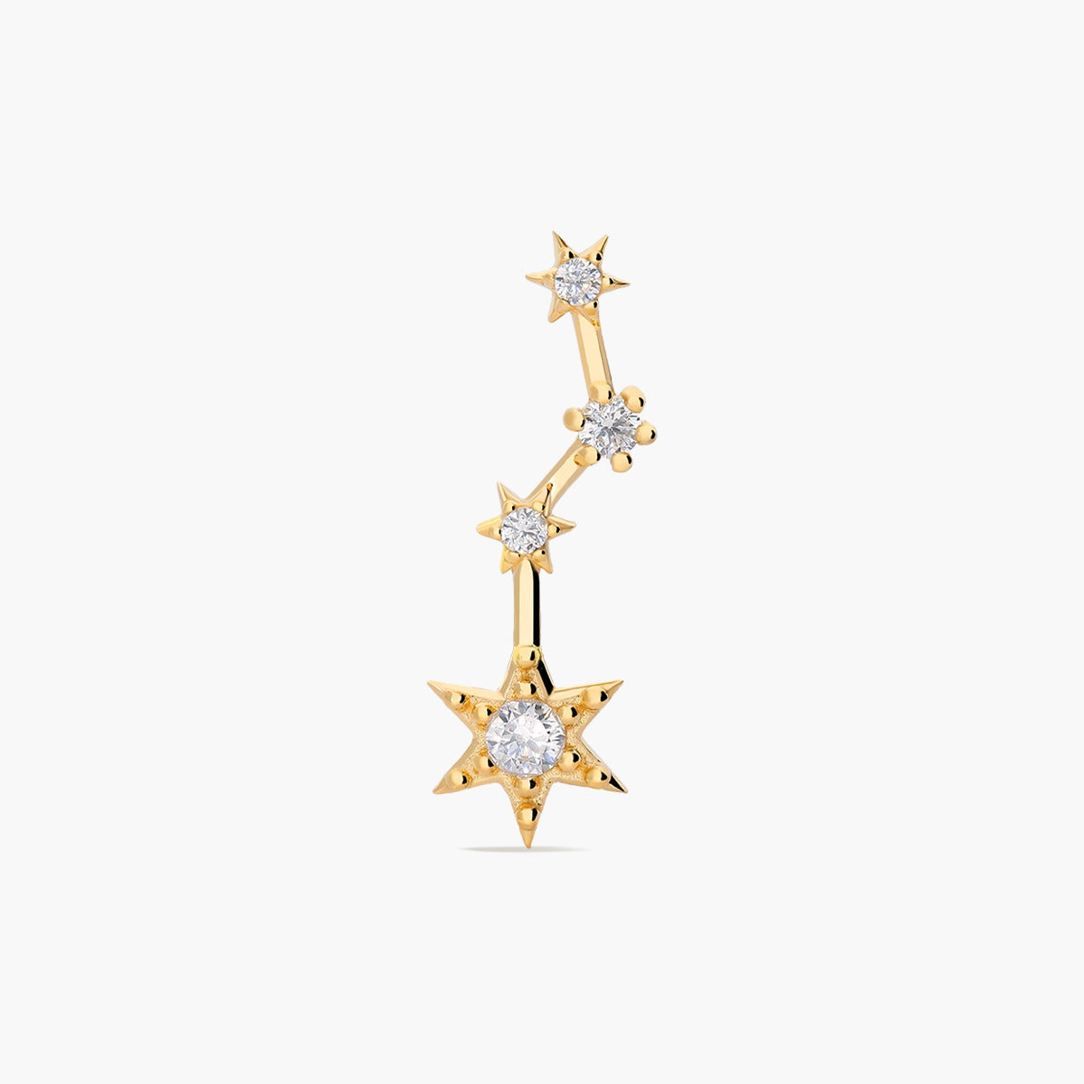 Piercing de oreja de oro 18K circonitas estrellas 20 mm