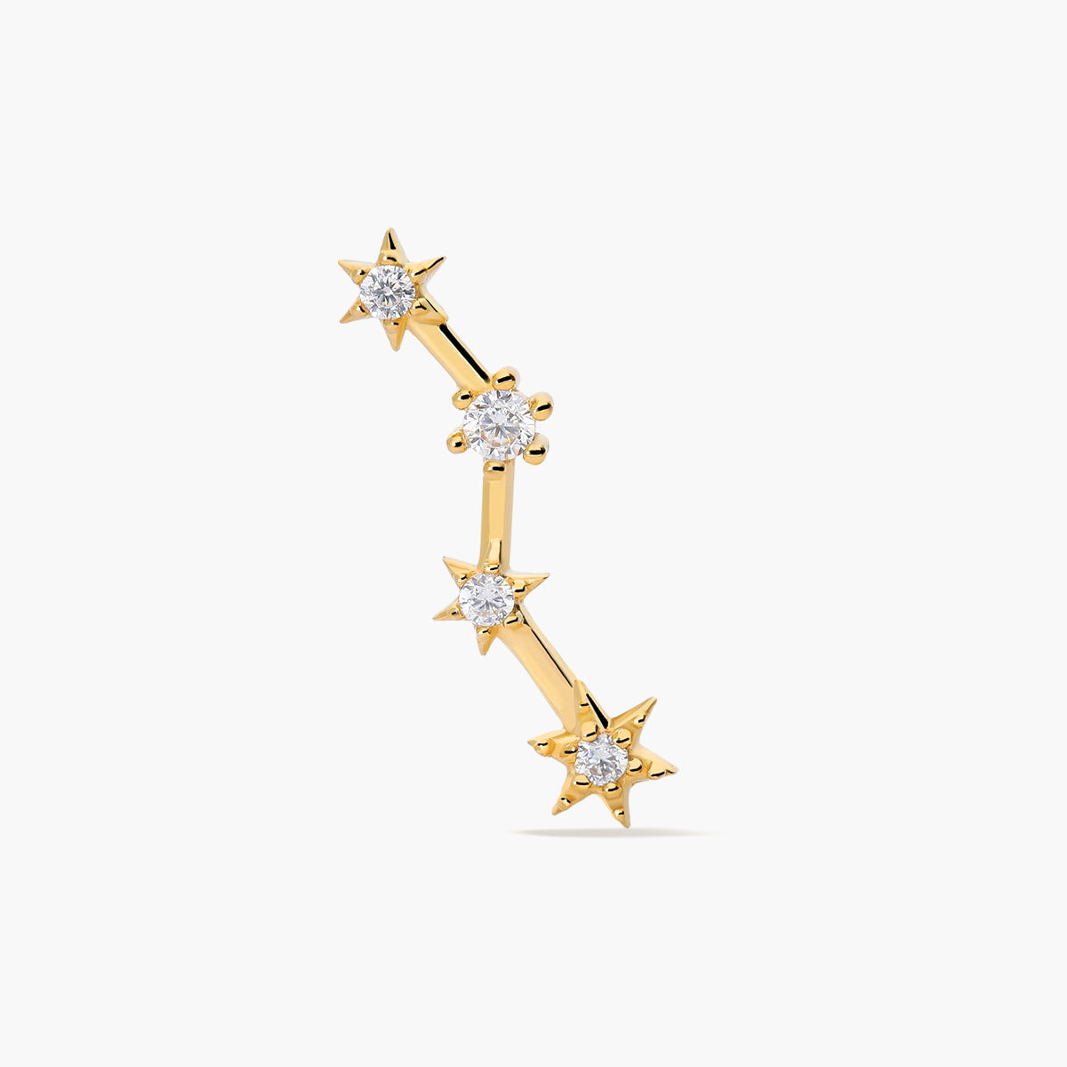 Piercing de oreja de oro 18K circonitas estrellas 18 mm