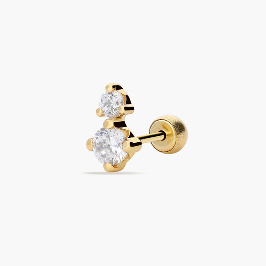 Piercing de oreja de oro 18K circonitas 8 mm