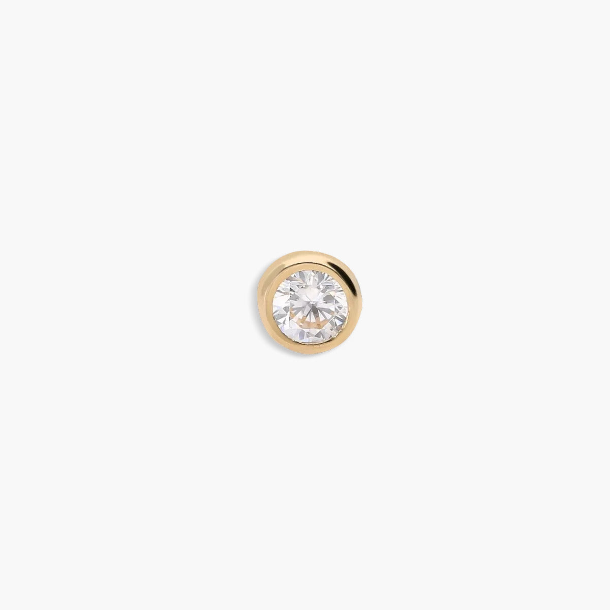 Piercing de oreja de oro 18K circonita redondo 3 mm