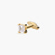 Piercing de oreja reversible de oro 18K circonitas cuadrada 3 mm